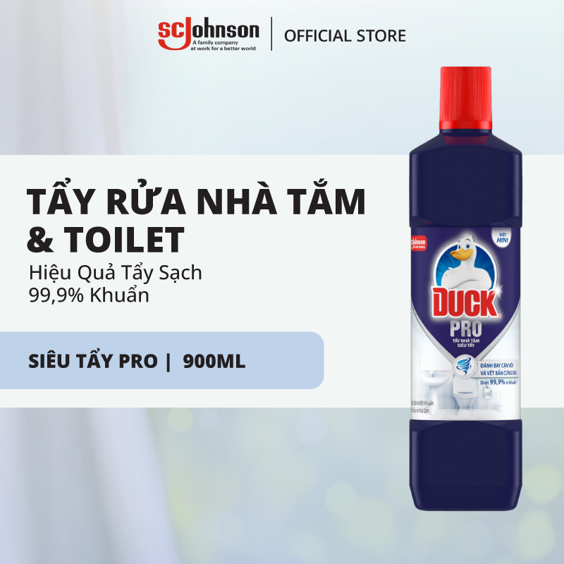 DUCK Combo 2 Tẩy Rửa Nhà Tắm Siêu Tẩy Pro Diệt 99,9% Vi Khuẩn, Tẩy Sạch Vết Bẩn 900ml x2