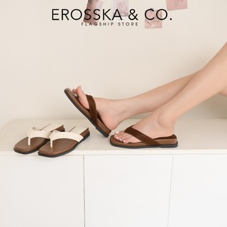 [EROSSKA] - Dép xỏ ngón đi biển kiếu dáng basic thời trang màu kem cao 3cm - EM157
