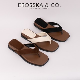 [EROSSKA] - Dép xỏ ngón đi biển kiếu dáng basic thời trang màu kem cao 3cm - EM157