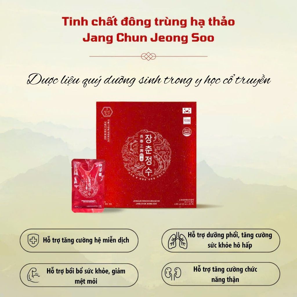 Tinh Chất Đông Trùng Hạ Thảo Jang Chun Jeong Soo Hàn Quốc - Hỗ Trợ Tăng Cường Sức Khỏe, Bổ Phổi, Dưỡng Huyết, Sinh Lý
