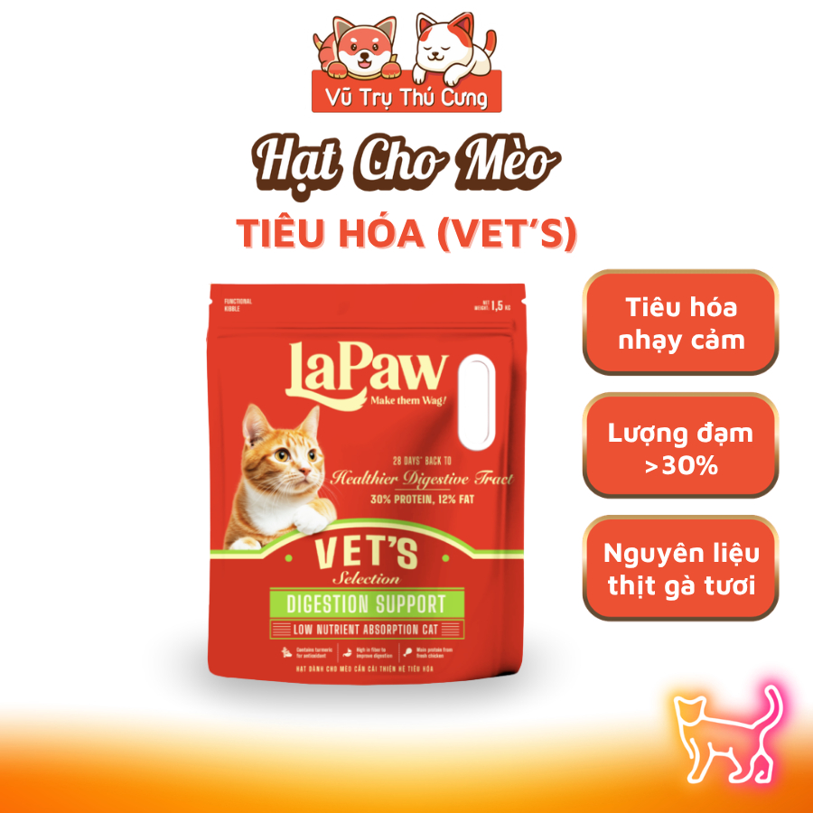 Thức Ăn Hạt Cho Mèo Lapaw Túi 1.5Kg - Hỗ Trợ Tiết Niệu, Tiêu Hóa
