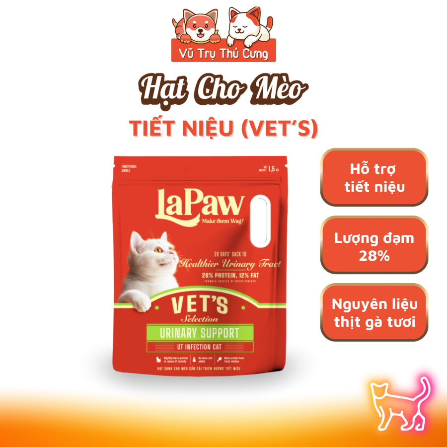 Thức Ăn Hạt Cho Mèo Lapaw Túi 1.5Kg - Hỗ Trợ Tiết Niệu, Tiêu Hóa