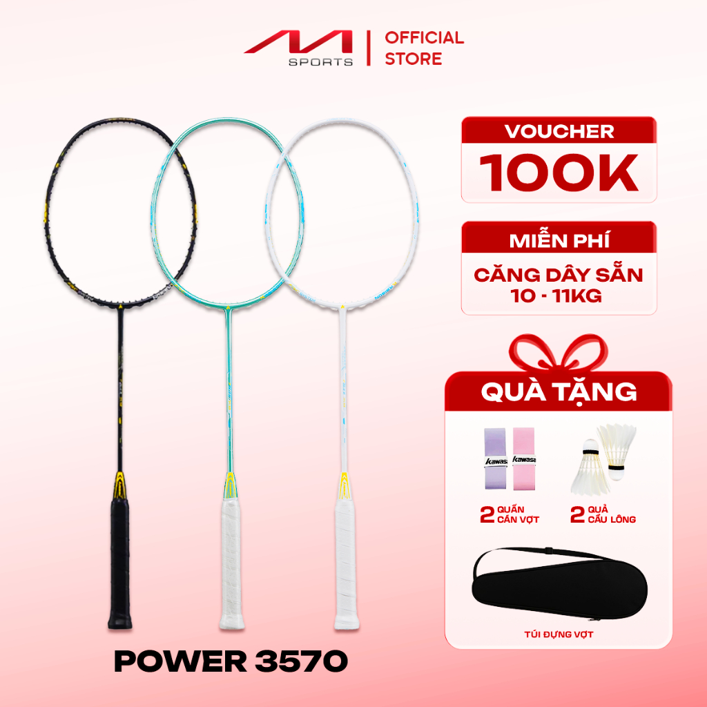 Vợt Cầu Lông Chính Hãng Kawasaki Power 3570 – Full Cacbon 24T, 5U, Công Thủ Toàn Diện, Combo Quà, Căng dây (10-11kg)