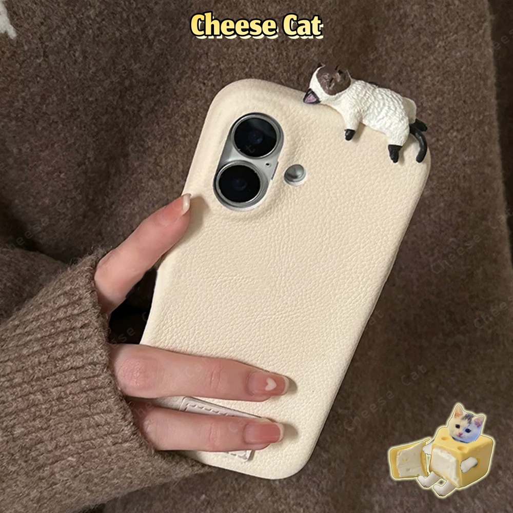 Vỏ điện thoại bằng da Mèo Xiêm ngủ Vỏ iPhone cho iPhone 16 11 12 14 13 15 17 Pro Max Plus 17 Air 7 8 Plus Xs Max XR