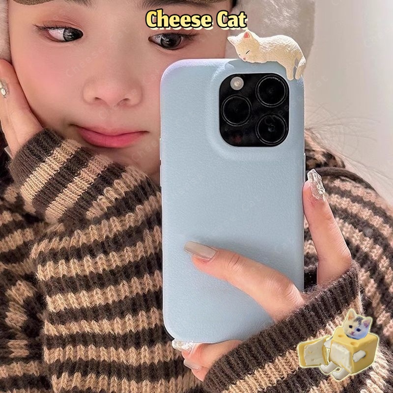 Vỏ điện thoại bằng da Mèo Xiêm ngủ Vỏ iPhone cho iPhone 16 11 12 14 13 15 17 Pro Max Plus 17 Air 7 8 Plus Xs Max XR