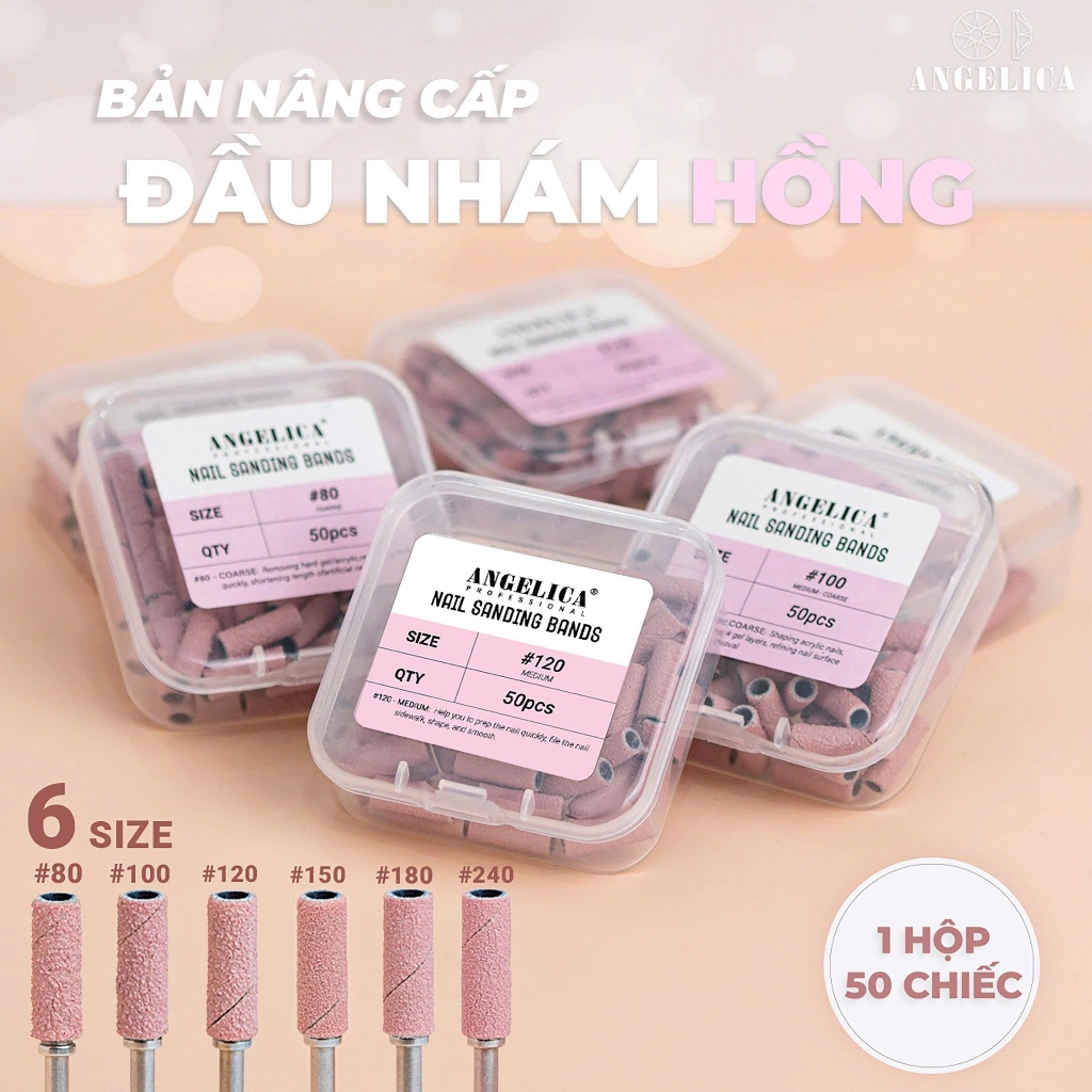 Đầu Mài Nhám Hồng Angelica Size 120 - Nhám An Toàn Cho móng thật Và Móng Giả , Đắp Gel Tạo Độ Bám