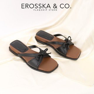 Erosska - Dép nữ thời trang đế bằng quai ngang phối nơ kiểu dáng đơn giản cao 3cm - EM158