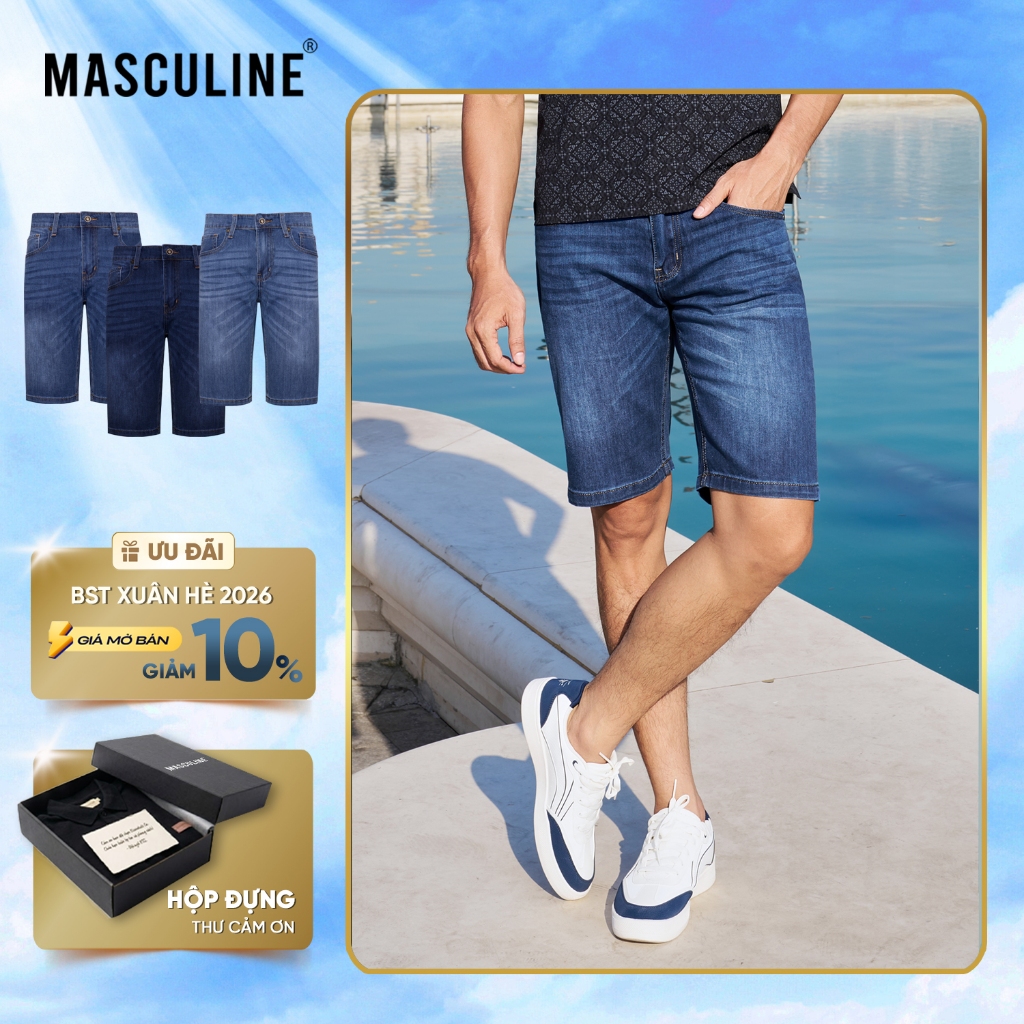 Quần short jeans nam cao cấp MASCULINE MSJ600 - Kiểu dáng trẻ trung năng động phong cách