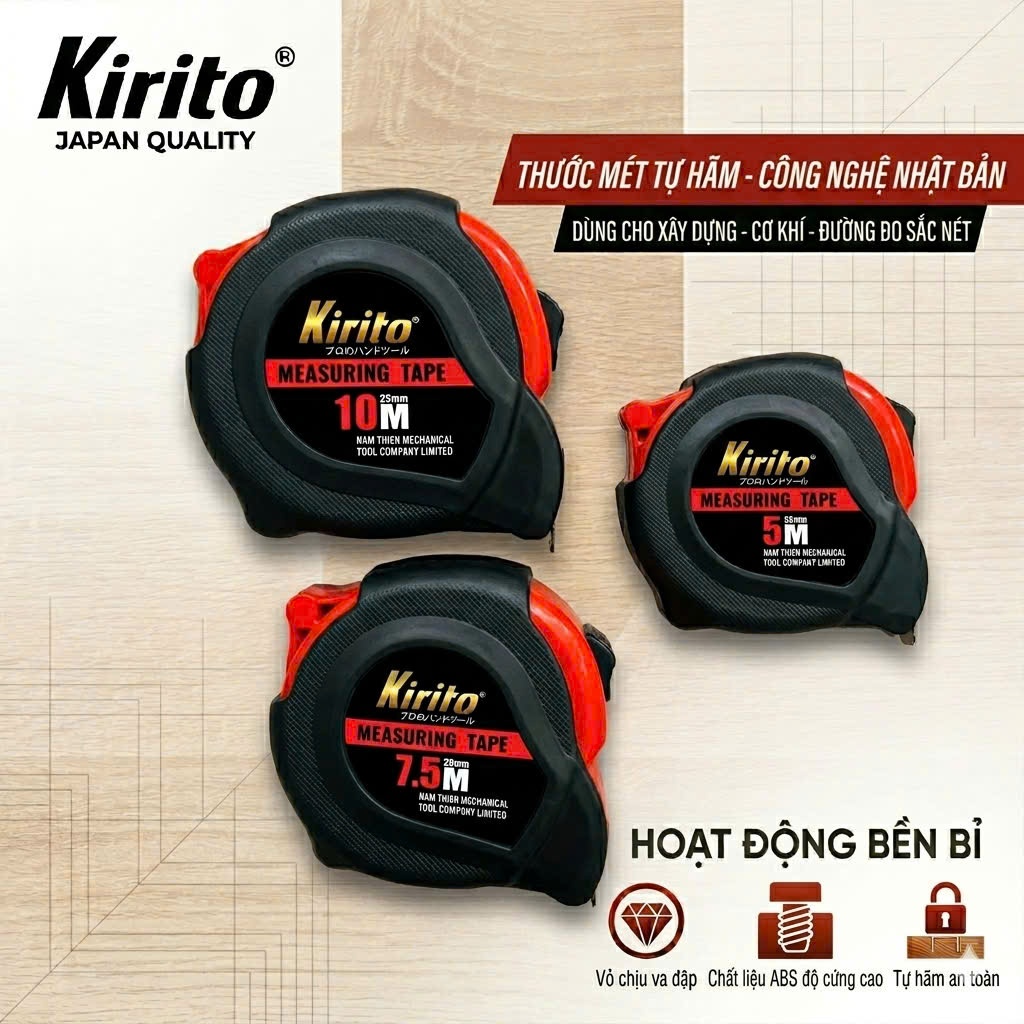 [COMBO 6 CÁI]Thước mét thương hiệu Kirito nhật bản cao cấp,phù hợp với mọi công việc đo đạc - Tự Hãm
