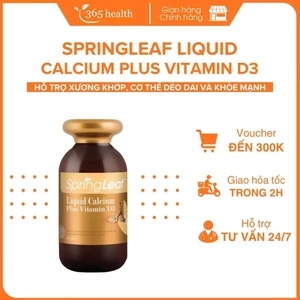 Viên Uống Bổ Sung Canxi, Hỗ Trợ Xương Chắc Khỏe Springleaf Liquid Calcium Plus Vitamin D3 Lọ 60 Viên