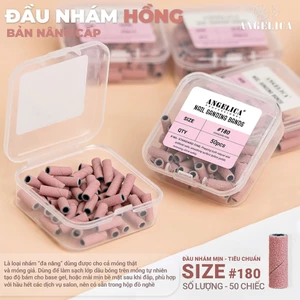 Đầu Mài Nhám Hồng Angelica Size 180 Mịn Tiêu Chuẩn - Nhám Đa Năng Dùng Cho Cả Móng Thật Và Móng Giả