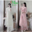 Set áo dài, set cách tân đi lễ Tết chất Tơ thêu hoa cườm cài nút cổ cột nơ mix quần dài Tuyết Mưa