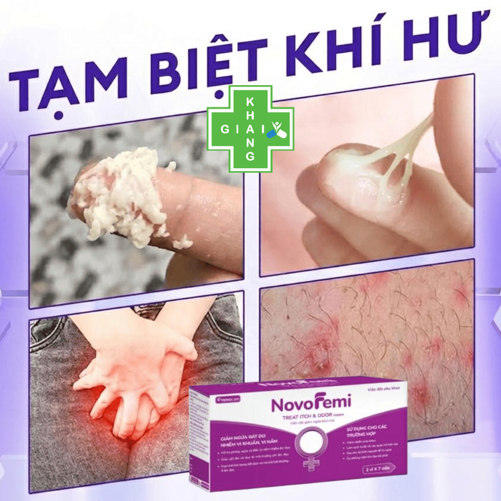 [CHE TÊN SP] Viên đặt giảm ngứa, khử mùi NovoFemi tím (Hộp 14 viên)   *Khách mua 7 viên thì không có hộp