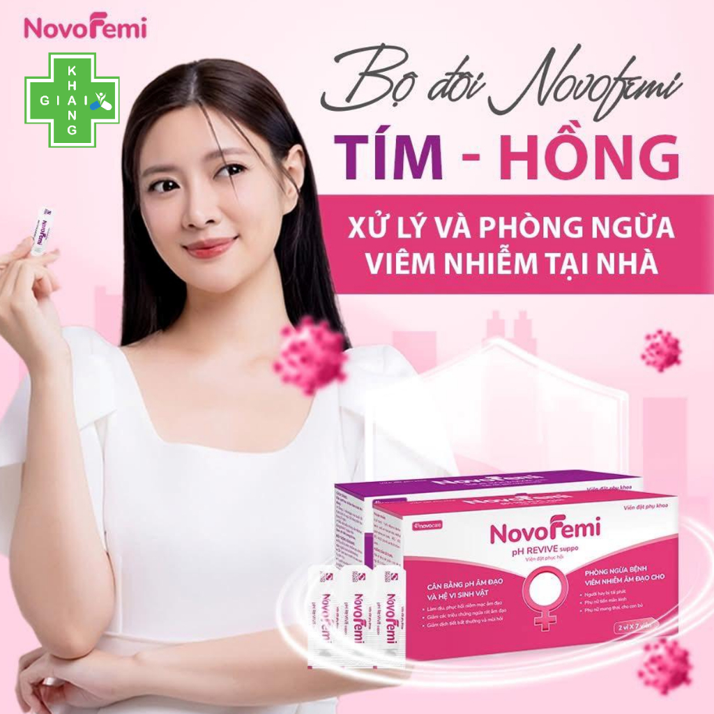[CHE TÊN SP] Viên đặt giảm ngứa, khử mùi NovoFemi tím (Hộp 14 viên)   *Khách mua 7 viên thì không có hộp