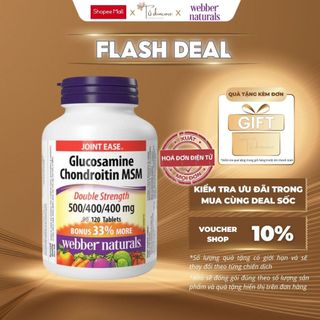 [LIVE] Viên Uống Giảm Đau Sụn, Khớp Webber Naturals Glucosamine Chondroitin MSM 500/400/400mg, hộp nhập khẩu 120 viên