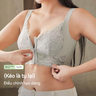 Áo Lót Dây Kéo Trước - Mặc Cởi Nhanh | Size Lớn Không Gọng |Ren Mỏng Co Giãn, Ôm Phủ & Nâng Đỡ Ngực
