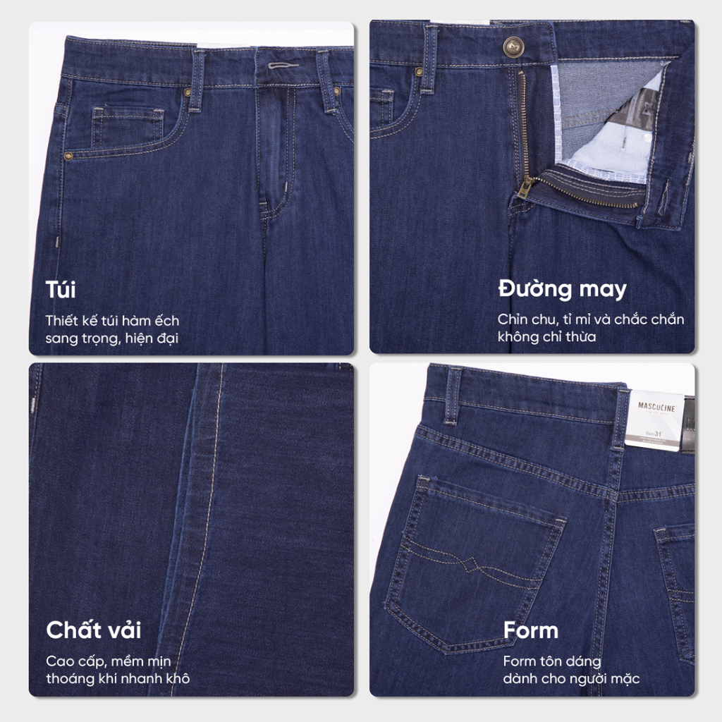 Quần Short Jeans nam chính hãng MASCULINE MSJ601 - Kiểu dáng regular fit phong cách trẻ trung