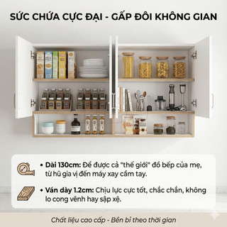 Nido Tủ Treo Tường Tủ Bếp 130cm Chống Bám Dầu Mỡ Dễ Lau Chùi Cho Nhà Bếp Hiện Đại