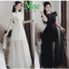 Đầm váy dài, đầm dự tiệc dáng dài chất Ren Hoa phối Voan tầng hai lớp cổ tròn tay hến sang trọng