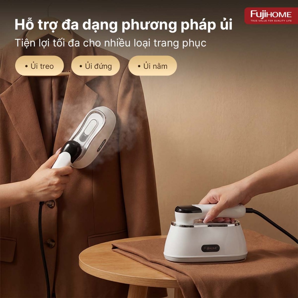 Máy ủi quần áo hơi nước mini cầm tay SI200CW Nhập Khẩu FUJIHOME, bàn là hơi nước gấp gọn thông minh