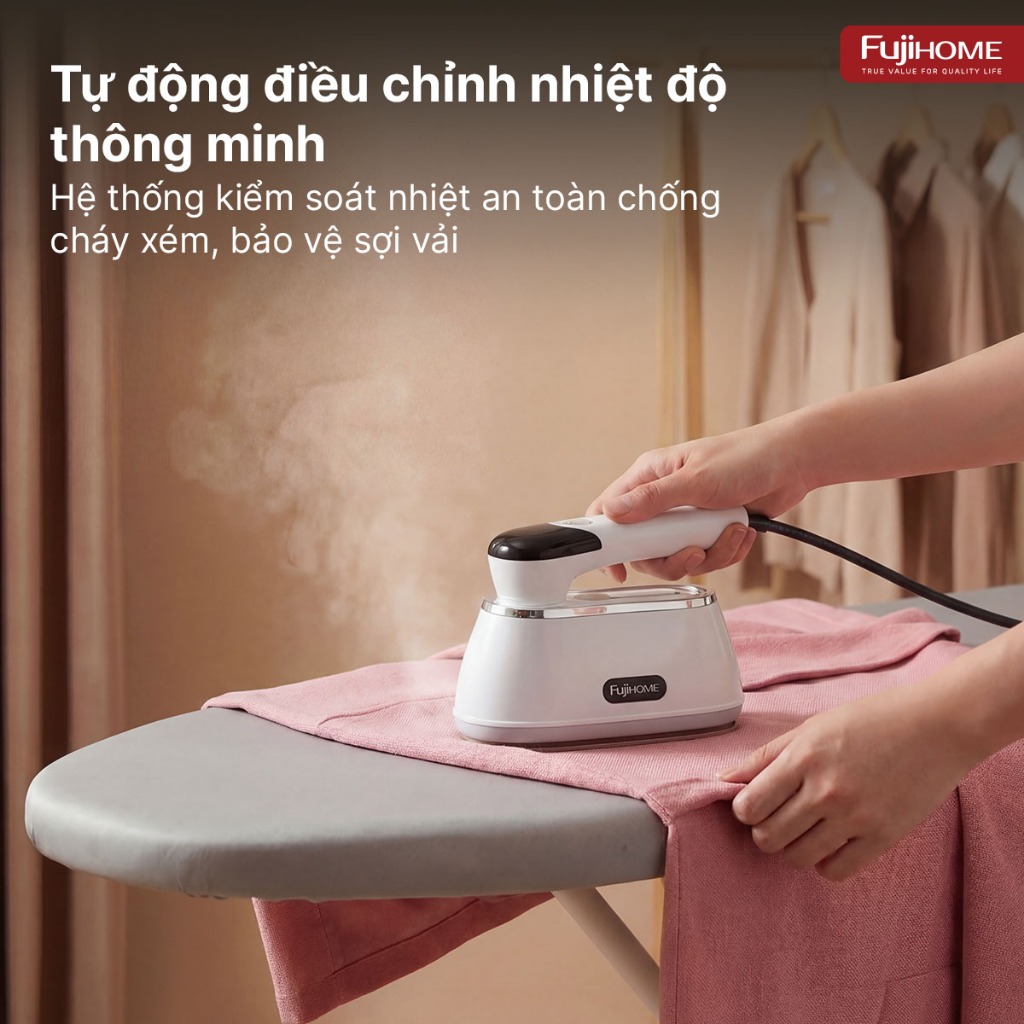 Máy ủi quần áo hơi nước mini cầm tay SI200CW Nhập Khẩu FUJIHOME, bàn là hơi nước gấp gọn thông minh