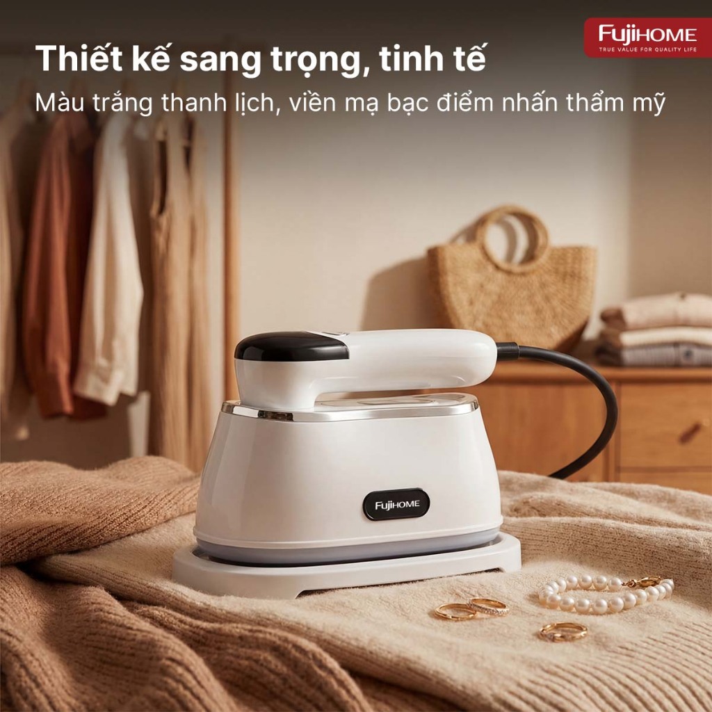 Máy ủi quần áo hơi nước mini cầm tay SI200CW Nhập Khẩu FUJIHOME, bàn là hơi nước gấp gọn thông minh