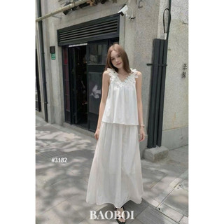[ẢNH THẬT] SET ÁO CỔ VIỀN HOA ĐÍNH NGỌC CVAY DÀI SACVHD