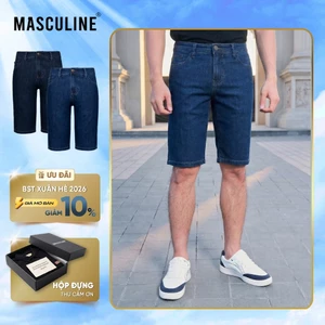 Quần short jeans nam cao cấp MASCULINE MSJ602 - Chất liệu thoáng mát co giãn nhẹ phom Regular Fit