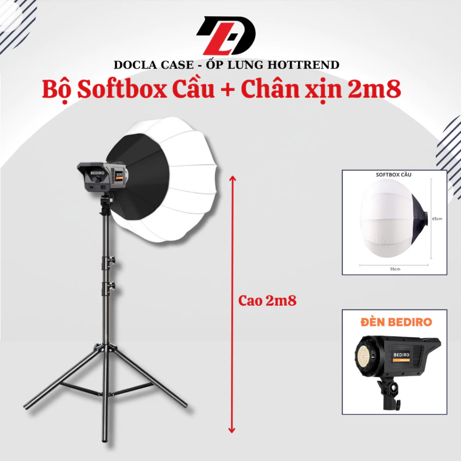 Bộ đèn Softbox cầu Bediro 65cm kèm chân LINCO