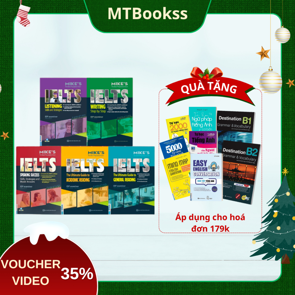 Sách - Combo Ielts Mike's (Writing, Reading, Speaking, Listening) - Học Kèm App Online