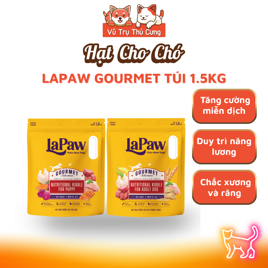 Thức Ăn Hạt Cho Chó Lapaw Gourmet Túi 1.5kg Bổ Sung Dinh Dưỡng