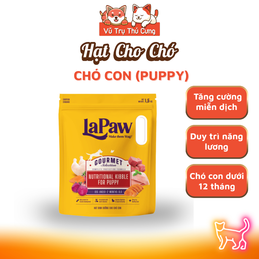 Thức Ăn Hạt Cho Chó Lapaw Gourmet Túi 1.5kg Bổ Sung Dinh Dưỡng