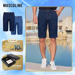 Quần short jeans nam MASCULINE MSJ603 - Kiểu dáng cổ điển chất vải cotton thoáng mát bền màu