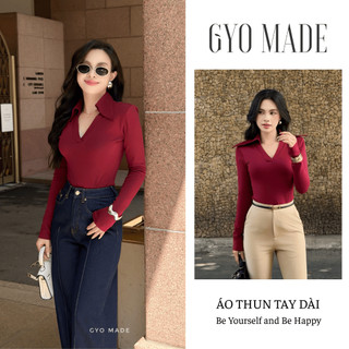 [NEW] Áo thun đỏ tay dài nữ GYOMADE® thun lạnh cao cấp mát, co giãn, có mút vai tháo rời | GA107