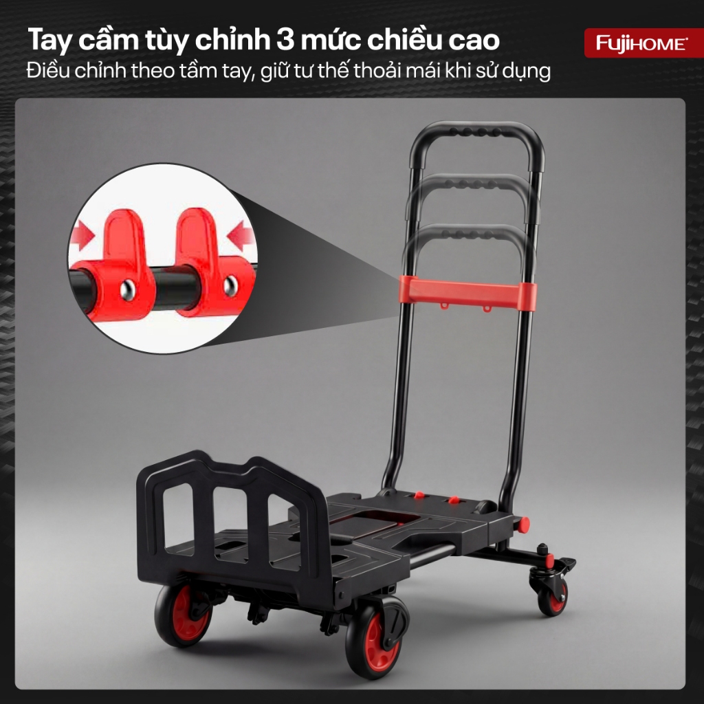 Xe đẩy hàng đa năng chuyển đổi bánh gấp gọn tiện dụng Nhập Khẩu FUJIHOME FTM-150 chịu tải 150kg