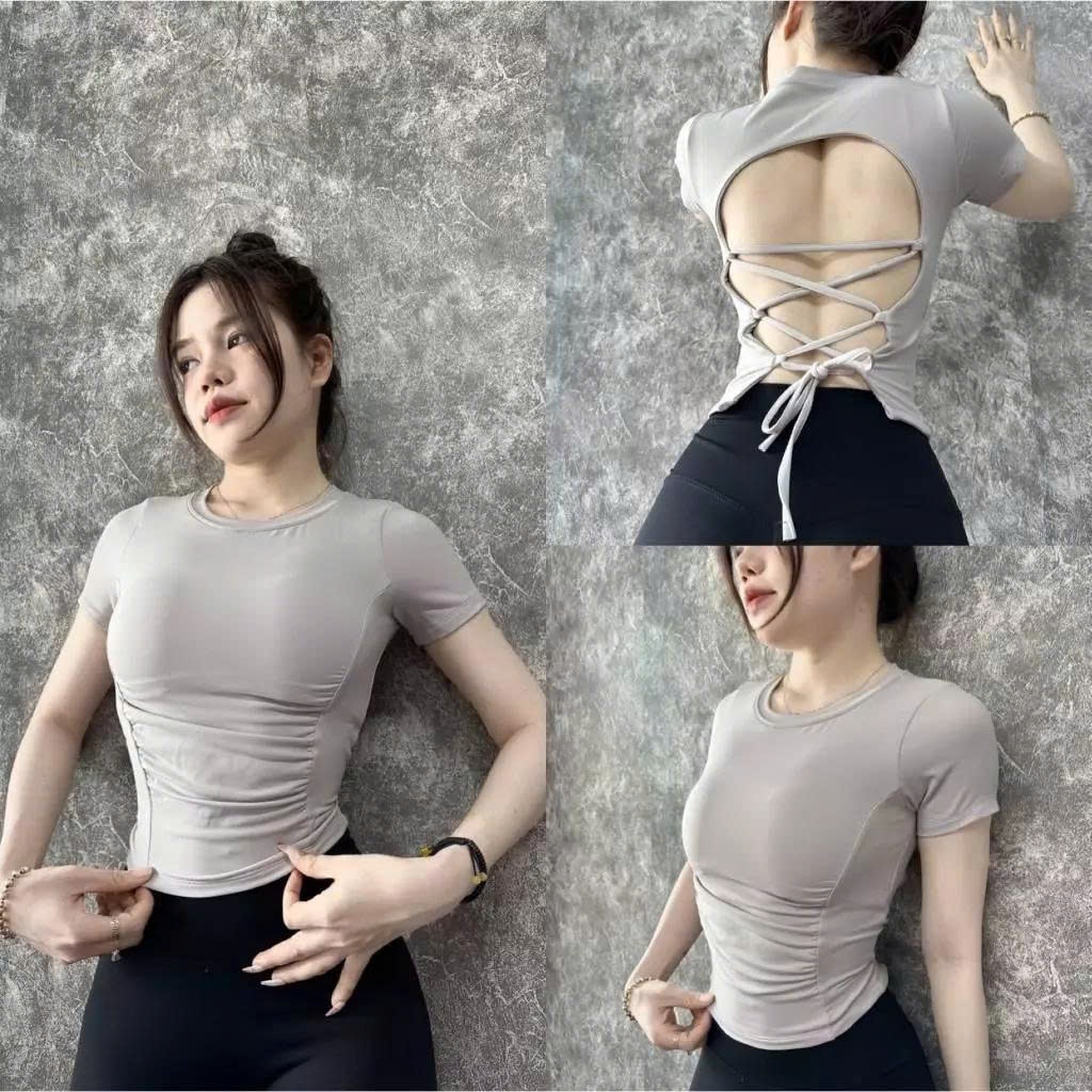 Áo Croptop Nhún Chéo Lưng Thể Thao Tập Gym-Yoga-AerobiC-CHẠY BỘ THITHISPORT