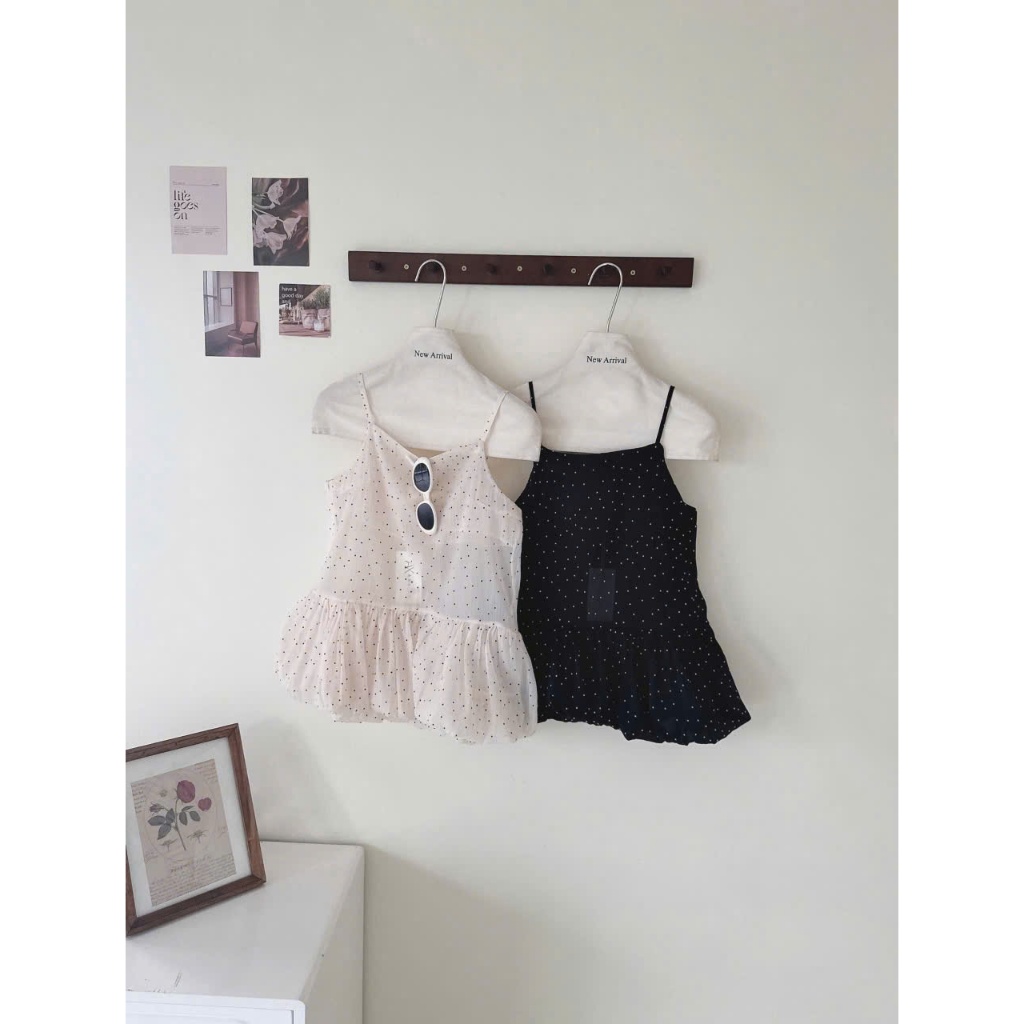 Mina Top (TSW) Áo 2 dây voan chấm bi xoè bồng Nữ  the.sweaterweather