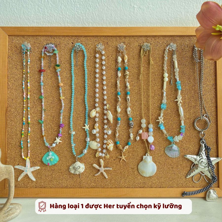 Vòng cổ dây chuyền đi biển vỏ sò sao biển vỏ ốc [ HÀNG CÓ SẴN ]  Dây chuyền hạt nhựa phong cách y2k