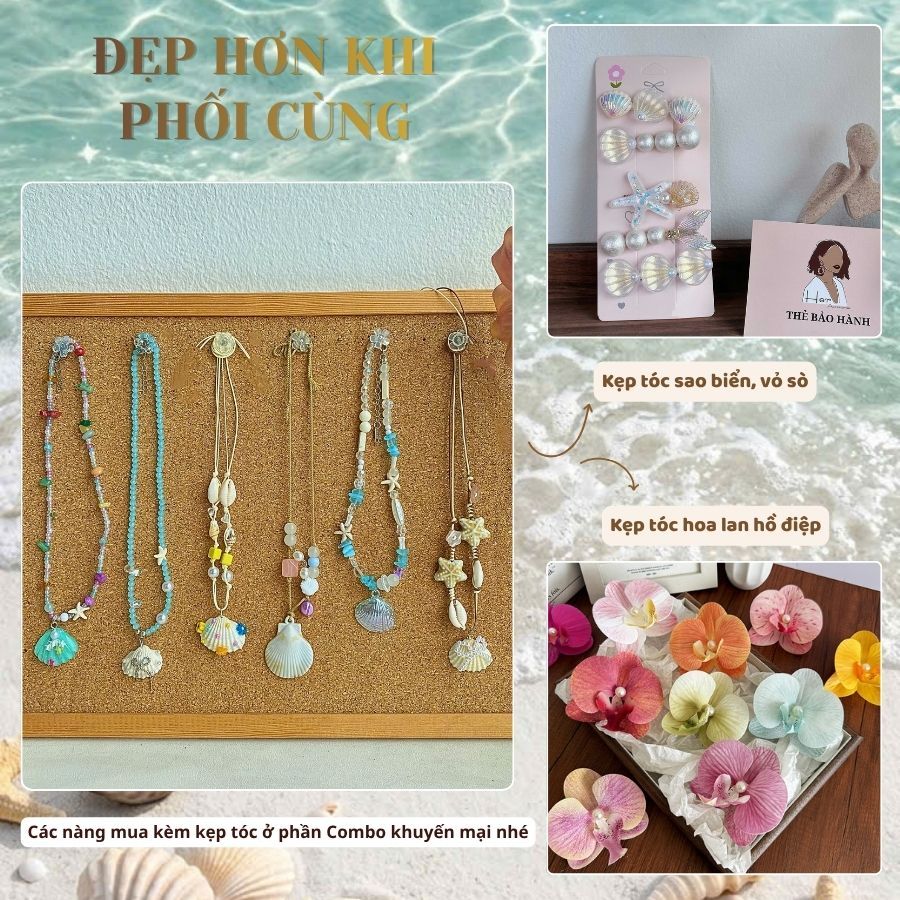Vòng cổ dây chuyền đi biển vỏ sò sao biển vỏ ốc [ HÀNG CÓ SẴN ]  Dây chuyền hạt nhựa phong cách y2k