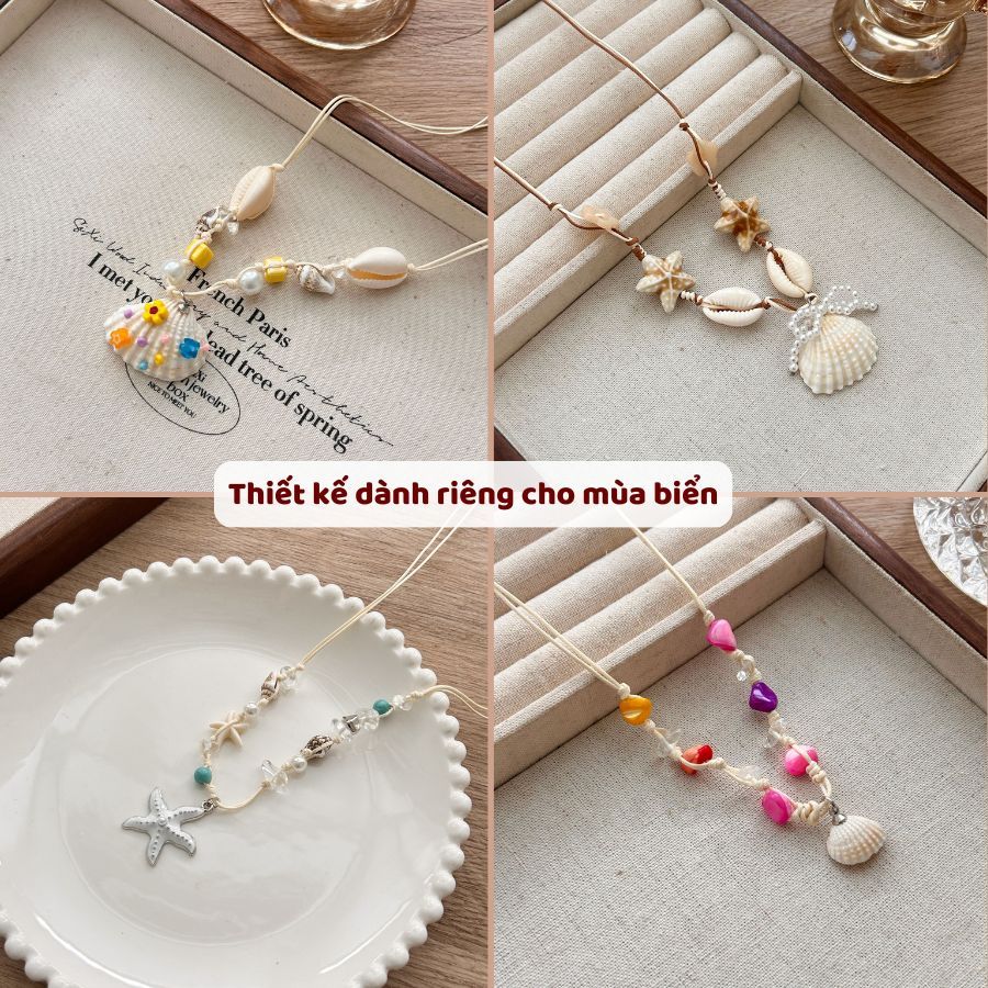Vòng cổ dây chuyền đi biển vỏ sò sao biển vỏ ốc [ HÀNG CÓ SẴN ]  Dây chuyền hạt nhựa phong cách y2k