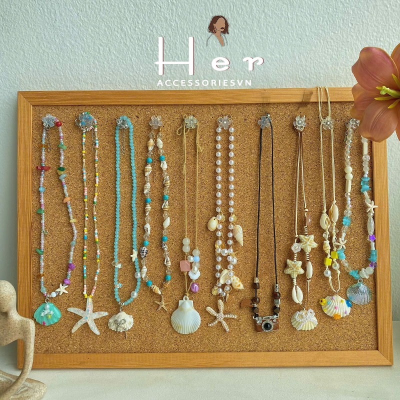 Vòng cổ dây chuyền đi biển vỏ sò sao biển vỏ ốc [ HÀNG CÓ SẴN ]  Dây chuyền hạt nhựa phong cách y2k