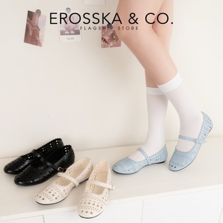 Erosska - Giày búp bê nữ lưới quai ngang phối khóa kiểu dáng basic màu kem - EL116