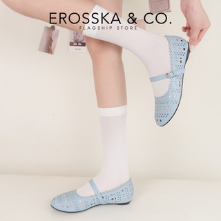 Erosska - Giày búp bê nữ lưới quai ngang phối khóa kiểu dáng basic màu xanh - EL116