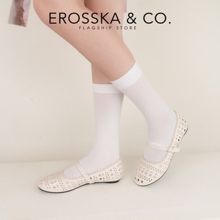 Erosska - Giày búp bê nữ lưới quai ngang phối khóa kiểu dáng basic màu xanh - EL116