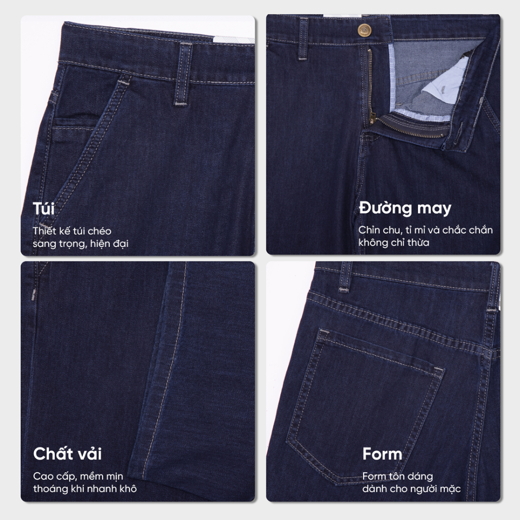 Quần short jeans nam MASCULINE MSJ604 cao cấp kiểu dáng cổ điển chất vải co giãn thoáng mát