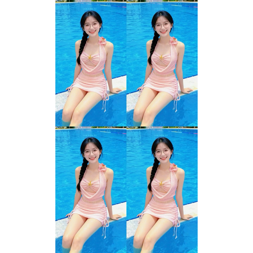 TINA-bikini set 4 mảnh sao biển thiết kế ,chân váy rút áo yếm quyến rũ nhưng kín đáo