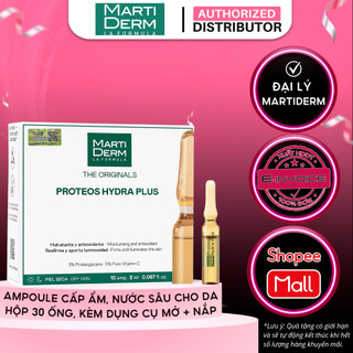 Tinh chất cấp ẩm, giữ nước cao giúp da căng bóng, mềm mịn Martiderm The Originals Proteos Hydra Plus - hộp 30 ống