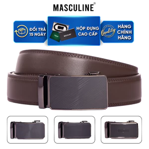 Thắt lưng nam MASCULINE DLN601 - Dây da bò trơn khóa lăn tự động bản 3.5cm có 4 mặt khóa lựa chọn