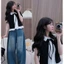 Áo Babydoll Nữ Cổ Sen Phối Sơ Mi Trắng Dây Nơ Form Xuông Che Dáng Mặc Đi chơi Sang Chảnh
