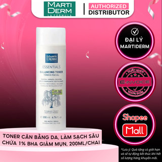 Nước Cân Bằng Làm Sạch Chứa BHA & Prebiotics - MartiDerm Essentials Balancing Toner 200ml